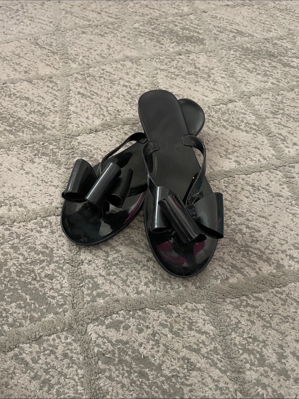 Black Bow Jelly Slide Sandals - Women